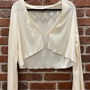 Meshki Cream Pleated Women's Blouse